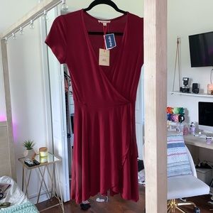 NWT ROLLA COSTER MAROON WRAP DRESS SIZE SMALL